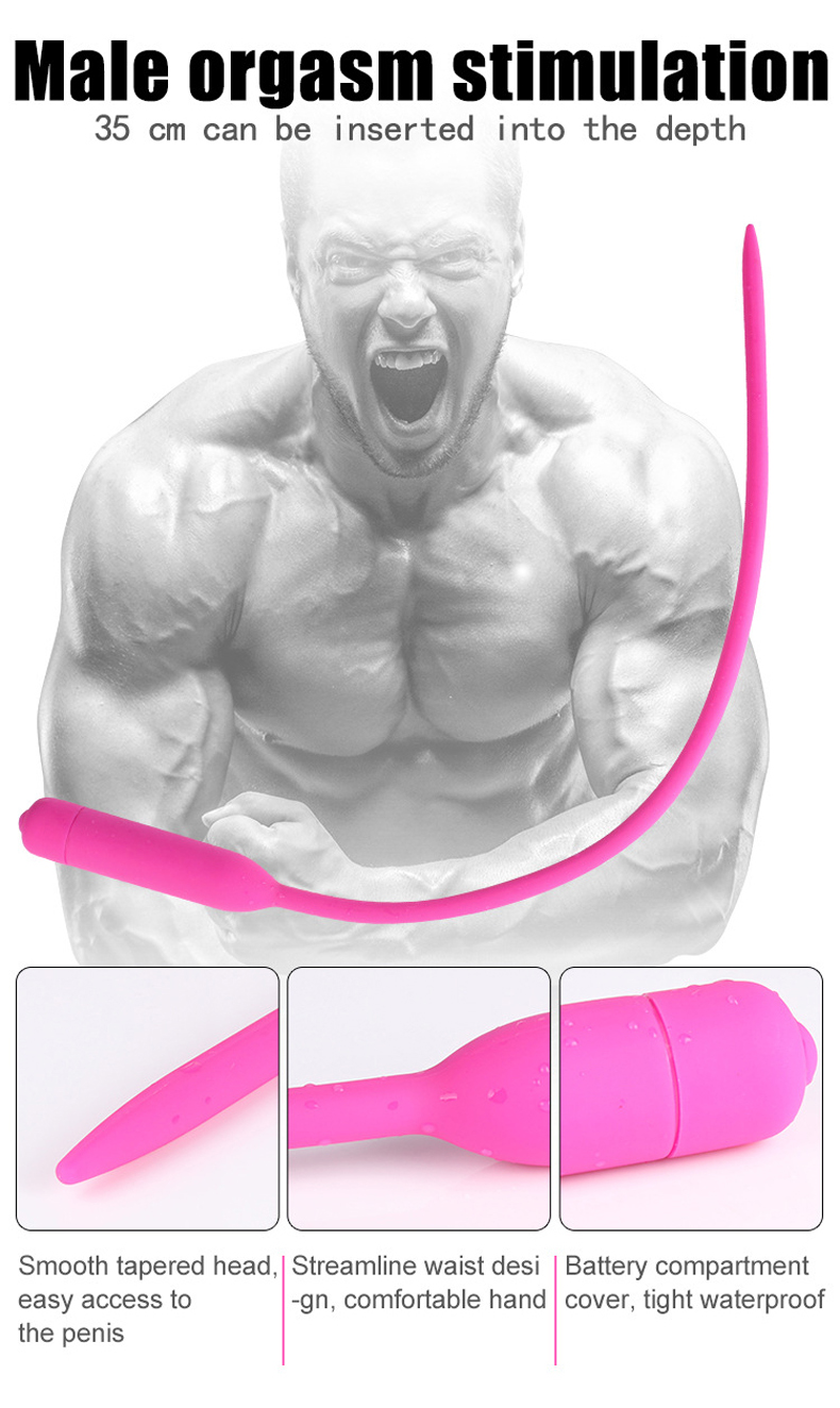 Male Pleasure Silicone Urethral Sounding Rods Long Vibrating Masturbator Plug Adult Sex Toy For Men - 3