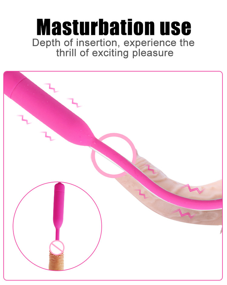 Male Pleasure Silicone Urethral Sounding Rods Long Vibrating Masturbator Plug Adult Sex Toy For Men - 4