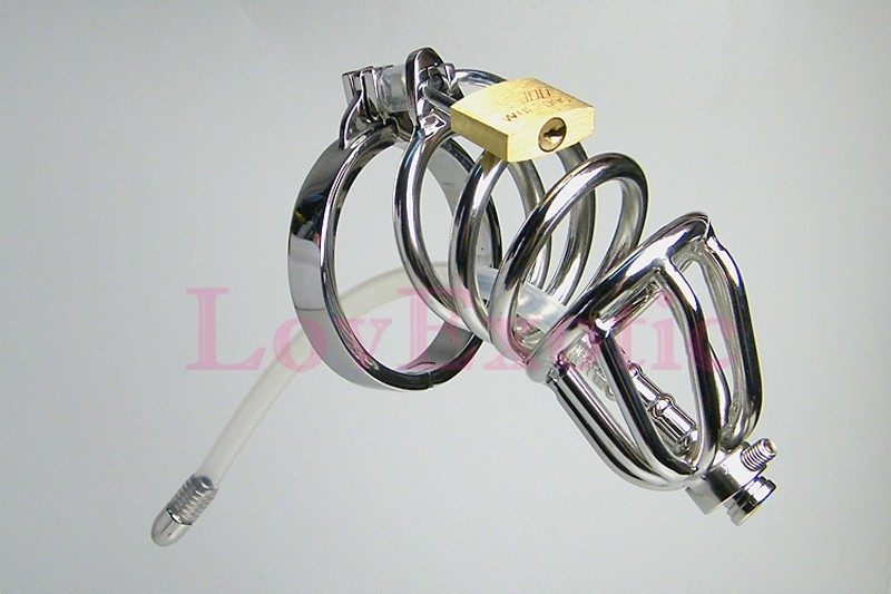 Stainless Steel Male Chastity Device Antishedding Cock Cage Virginity Lock With Comfortable Silicone Catheter Adult Pleasure Toy - 2