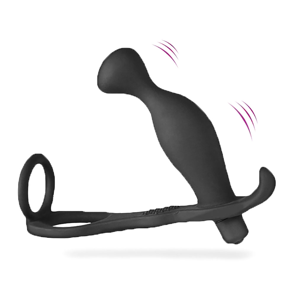 10 Speed Dual Rings Vibrator Prostate Massage Butt Plug Penis Cage Masturbator Toy For Adult Jokes Gags - 3