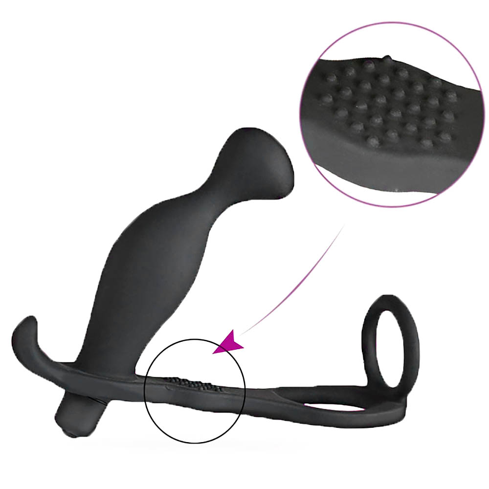 10 Speed Dual Rings Vibrator Prostate Massage Butt Plug Penis Cage Masturbator Toy For Adult Jokes Gags - 6