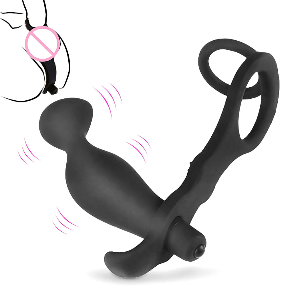 10 Speed Dual Rings Vibrator Prostate Massage Butt Plug Penis Cage Masturbator Toy For Adult Jokes Gags - 8