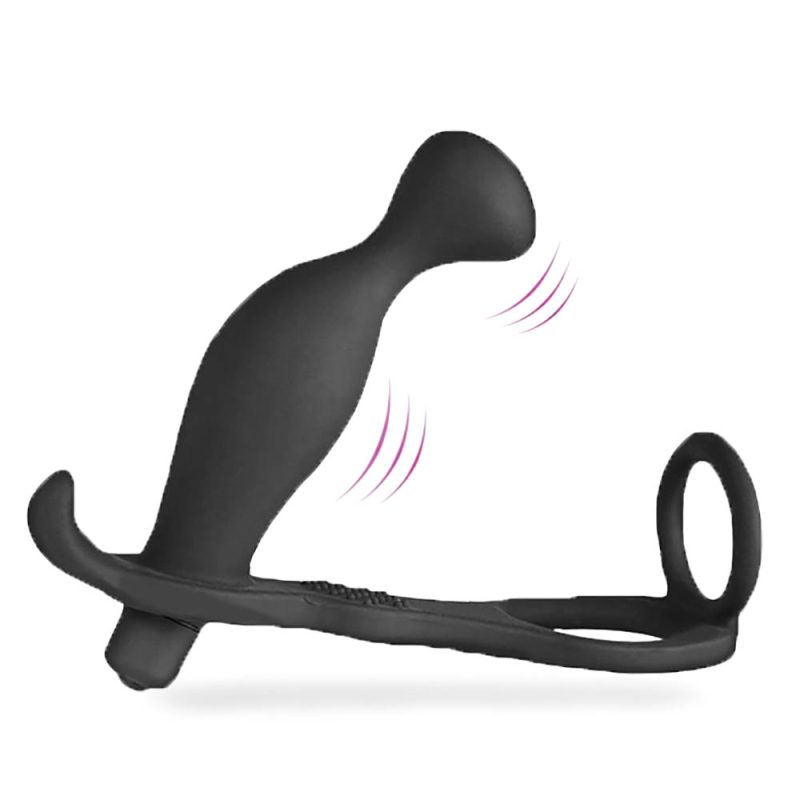 10 Speed Vibration Dual Rings Masturbator Vibrator Butt Plug Penis Ring Cage Prostate Massage Gags & Practical Jokes Toy
