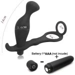 10 Speed Vibration Dual Rings Masturbator Vibrator Butt Plug Penis Ring Cage Prostate Massage Gags & Practical Jokes Toy - 2