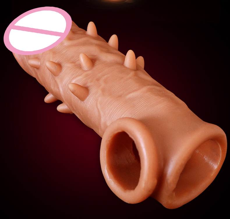 Mens Liquid Silicone Enlargement Penis Sleeve Couples Sensual Enhancing Condom Cock Ring Adult Toy - 3